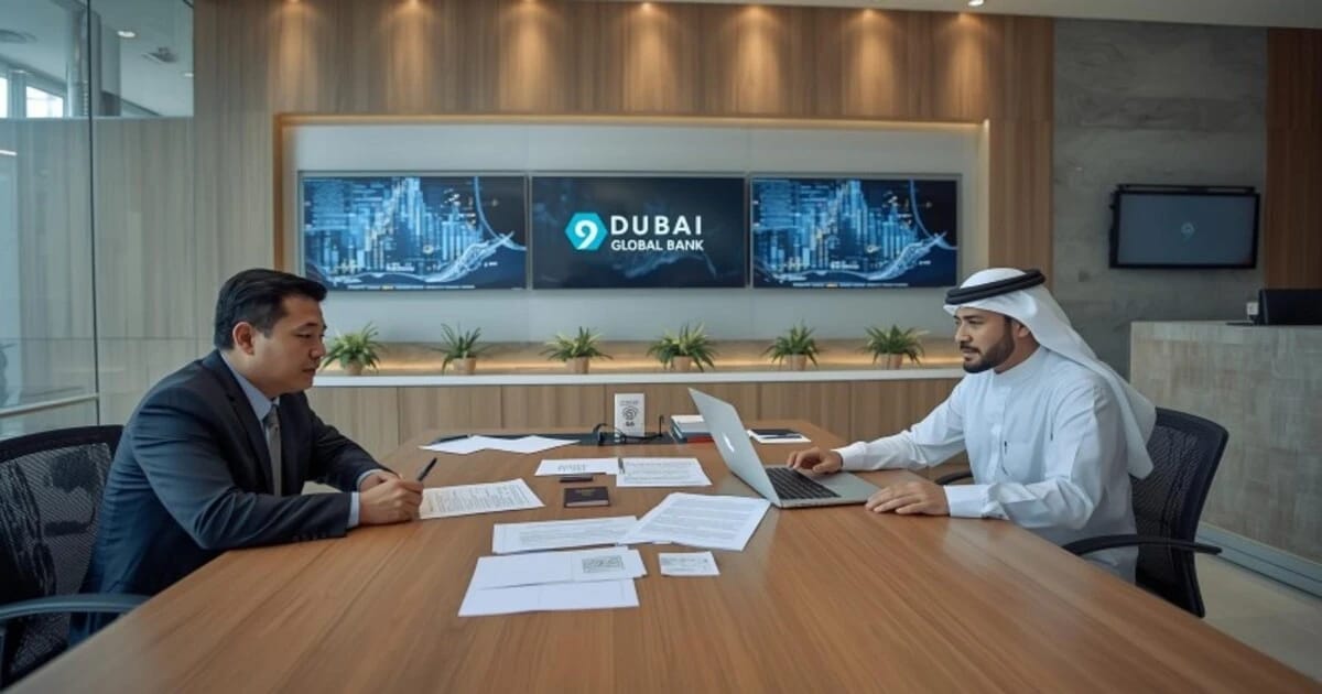 Chinese entrepreneur opening a bank account in Dubai branch