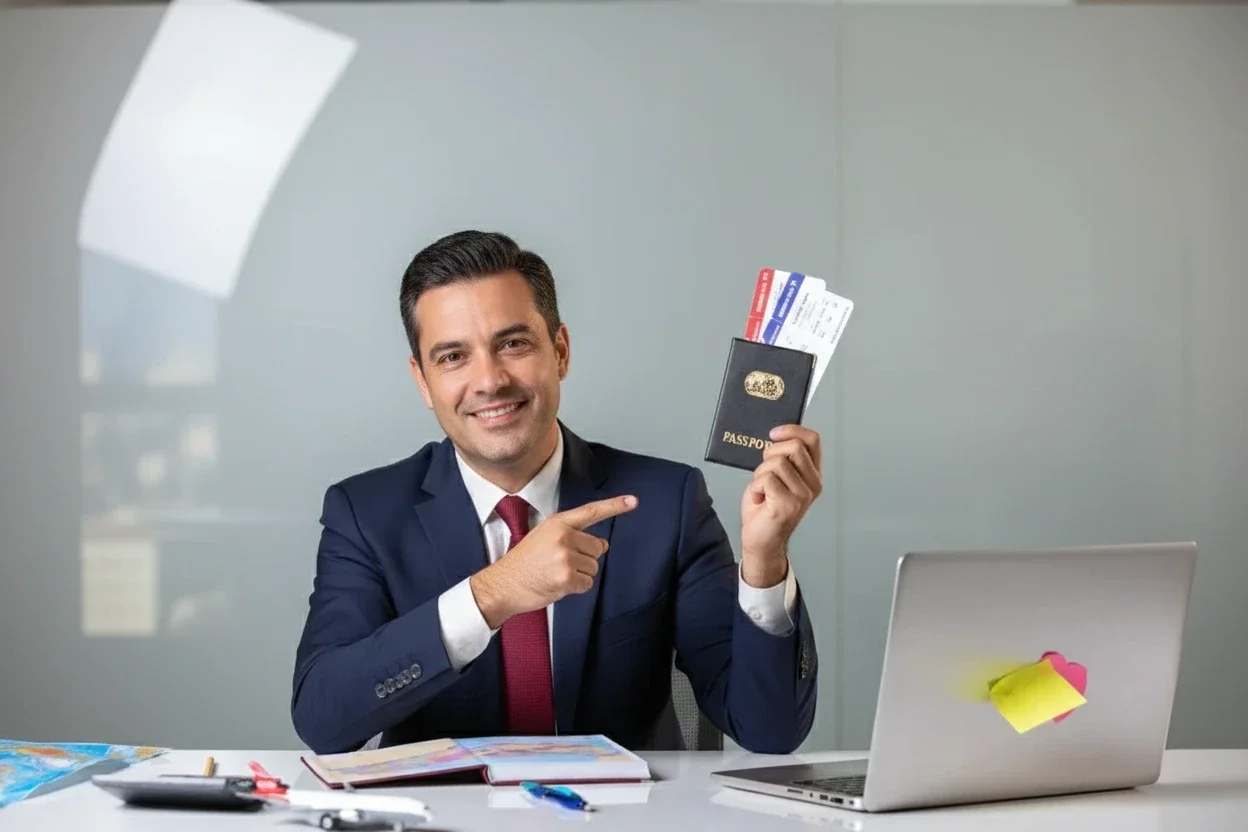 Entrepreneur reviewing UAE visa and business license documents